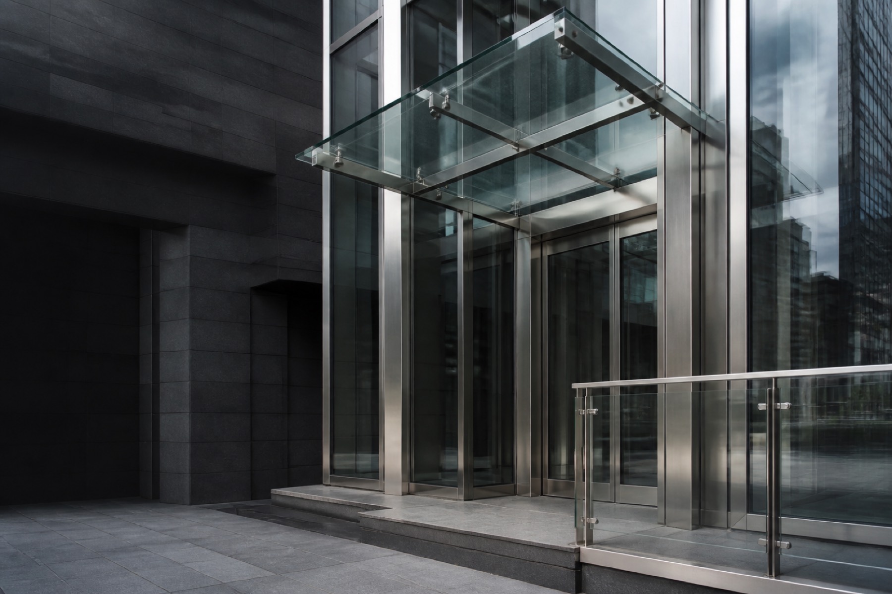 Architectural metal and glass entrance in New York